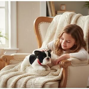 FAO Schwarz Plush French Bulldog Puppy 13” Stuffed Animal Clean Sanitized